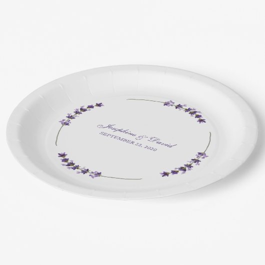 Paarse Lavendel Lila Bloem Trouwdiner Papieren Bordje (Gekanteld)