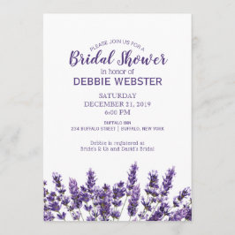 Paarse Lavendel Lila Bloem Trouwdouche Kaart