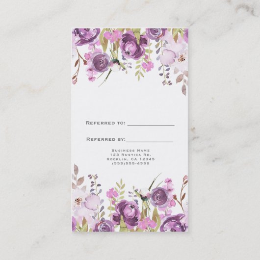 Paarse Lavendel Lila Bloemen Chic Verwijs een vrie Aanbevelingskaartje (Achterkant)