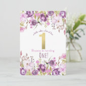 Paarse Lavendel Lila Bloemen Moderne 1e Verjaardag Kaart (Staand voorkant)