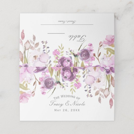 Paarse Lavendel Lila Bloemen Trouwtafel Zitplaatse Plaatskaartje (Buitenkant ongevouwen)