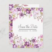 Paarse Lavendel Lila Bloemenbruiloft Save the Date Aankondigingskaart (Voorkant / Achterkant)