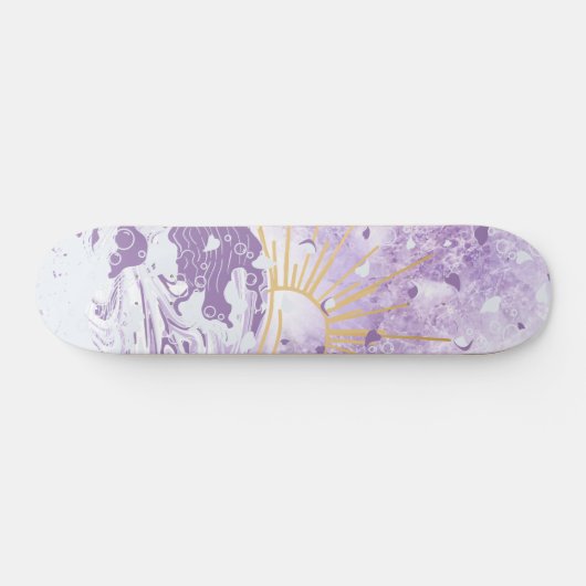 Paarse Lavendel Lila Goud Zonsondergang Zon & Zee  Persoonlijk Skateboard (Horizontaal)