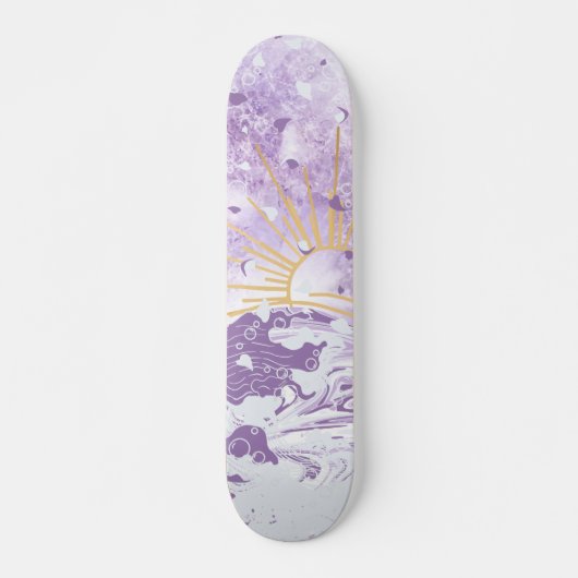 Paarse Lavendel Lila Goud Zonsondergang Zon & Zee  Persoonlijk Skateboard (Voorkant)