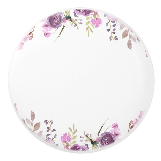 Paarse Lavendel Lila Waterverf Floral Chic Keramische Knop (Voorkant)