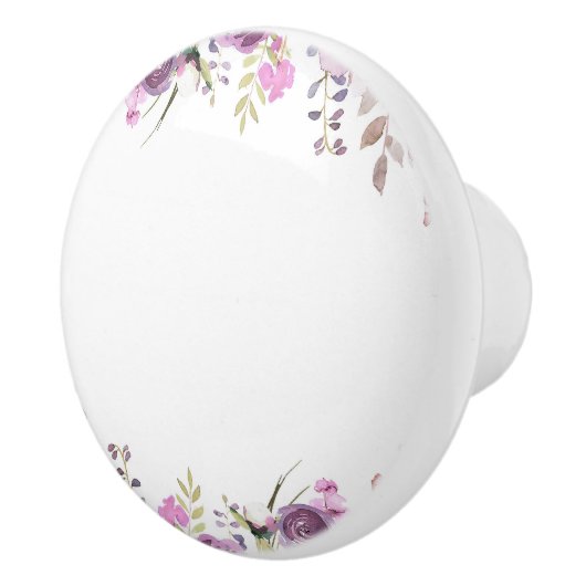 Paarse Lavendel Lila Waterverf Floral Chic Keramische Knop (Rechts)