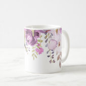 Paarse Lavendel Lila Waterverf Floral Chic Koffiemok (Voorkant rechts)