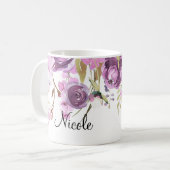 Paarse Lavendel Lila Waterverf Floral Chic Koffiemok (Voorkant links)