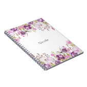 Paarse Lavendel Lila Waterverf Floral Chic Notitieboek (Rechterzijde)