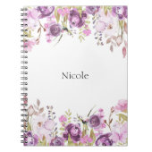 Paarse Lavendel Lila Waterverf Floral Chic Notitieboek (Voorkant)