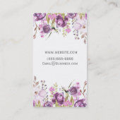 Paarse Lavendel Lila Waterverf Floral Chic Visitekaartje (Achterkant)