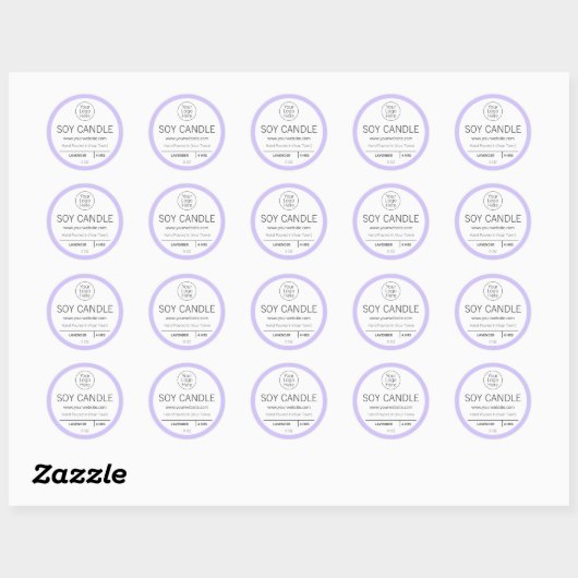 Paarse Lavendel Logo Candle Labels (Vel)