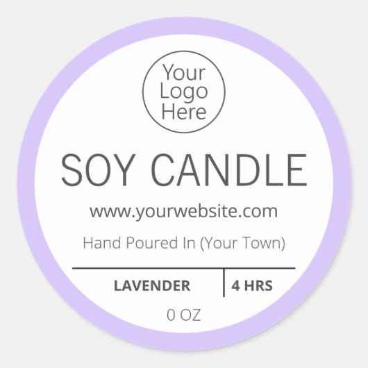 Paarse Lavendel Logo Candle Labels (Voorkant)