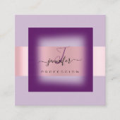 Paarse Lavendel Make-up Monogram Naam Sociaal Roos Vierkante Visitekaartje (Voorkant)