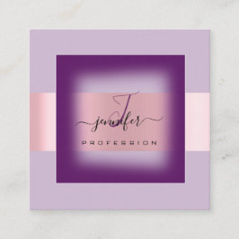 Paarse Lavendel Make-up Monogram Naam Sociaal Roos Vierkante Visitekaartje