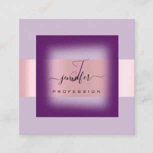Paarse Lavendel Make-up Monogram Naam Sociaal Roos Vierkante Visitekaartje