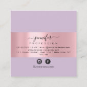 Paarse Lavendel Make-up Monogram Naam Sociaal Roos Vierkante Visitekaartje (Achterkant)