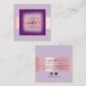 Paarse Lavendel Make-up Monogram Naam Sociaal Roos Vierkante Visitekaartje (Voorkant / Achterkant)