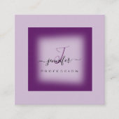 Paarse Lavendel Make-up Monogram Naam Sociale Logo Vierkante Visitekaartje (Voorkant)