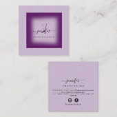 Paarse Lavendel Make-up Monogram Naam Sociale Logo Vierkante Visitekaartje (Voorkant / Achterkant)