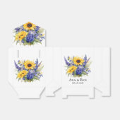 Paarse Lavendel met Zonnebloemen Bruiloft Bedankdoosjes (Uitgevouwen)