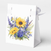 Paarse Lavendel met Zonnebloemen Bruiloft Bedankdoosjes (Achterkant)