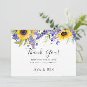 Paarse Lavendel met Zonnebloemen Dankkaarten Kaart (Staand voorkant)