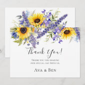 Paarse Lavendel met Zonnebloemen Dankkaarten Kaart (Voorkant / Achterkant)