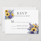 Paarse Lavendel met Zonnebloemen RSVP Kaarten (Voorkant)