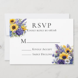 Paarse Lavendel met Zonnebloemen RSVP Kaarten