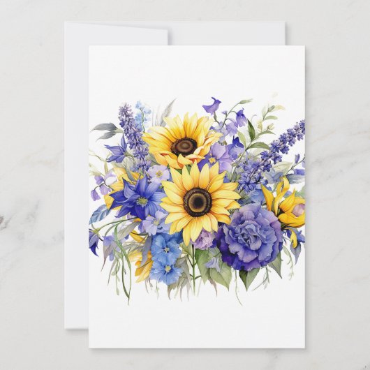 Paarse Lavendel met Zonnebloemen Save The Date Kaa Kaart (Achterkant)