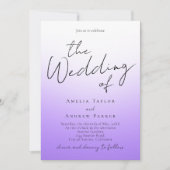 Paarse Lavendel Minimale QR-code Elegante bruiloft Kaart (Voorkant)