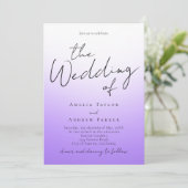 Paarse Lavendel Minimale QR-code Elegante bruiloft Kaart (Staand voorkant)