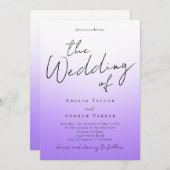 Paarse Lavendel Minimale QR-code Elegante bruiloft Kaart (Voorkant / Achterkant)