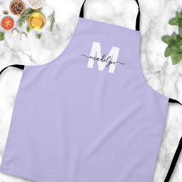 Paarse lavendel minimalistische elegante monogram schort