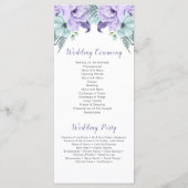 Paarse Lavendel Mint Bloemen Trouwprogramma Programmakaart (Achterkant)