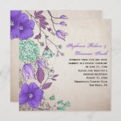 Paarse Lavendel Mint Wildflowers Bruiloften Kaart (Voorkant / Achterkant)