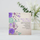 Paarse Lavendel Mint Wildflowers Bruiloften Kaart (Staand voorkant)