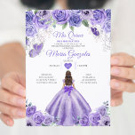 Paarse Lavendel Mis Quince 15 Anos Zilveren Kroon Kaart<br><div class="desc">Quinceañera Paarse Lavendel Zilveren Kroonuitnodiging Mis Quince 15 Anos,  16e Verjaardag, </div>