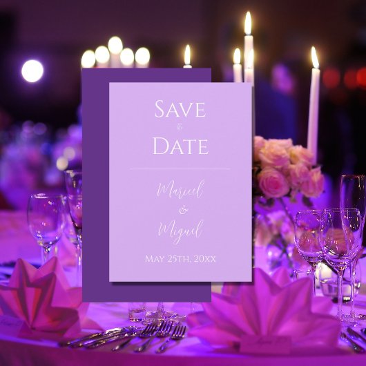 Paarse Lavendel Modern Elegant Eenvoudig Save The Date