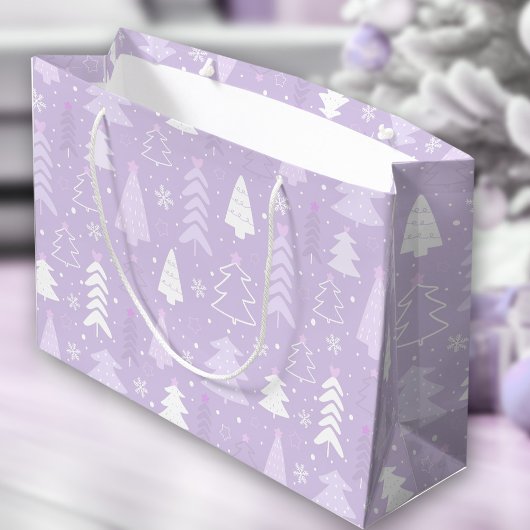 Paarse Lavendel Moderne Bomen Winterkerst Groot Cadeauzakje