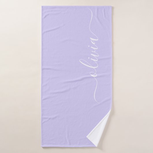 Paarse Lavendel Moderne Script Meisjesachtige Mono Badhanddoek (Badhanddoek)
