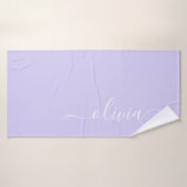 Paarse Lavendel Moderne Script Meisjesachtige Mono Badhanddoek (Badhanddoek)
