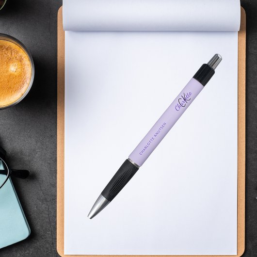 Paarse lavendel monogram naam script pen