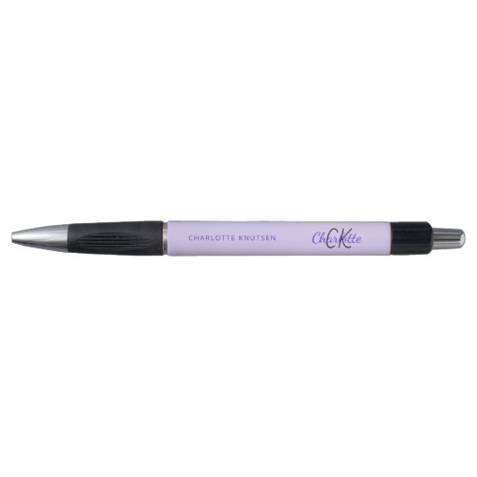 Paarse lavendel monogram naam script pen (Voorkant)