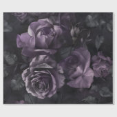 Paarse Lavendel Moody Rozen Floral Gothic Cadeaupapier (Vlak)