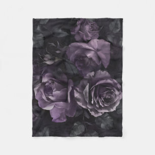 Paarse Lavendel Moody Rozen Floral Gothic Fleece Deken