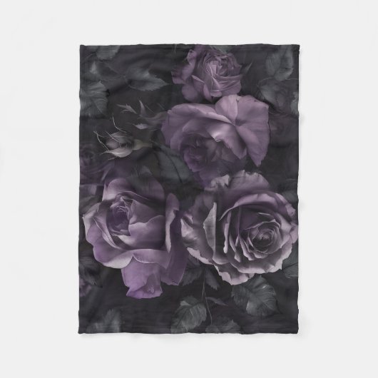 Paarse Lavendel Moody Rozen Floral Gothic Fleece Deken (Voorkant)