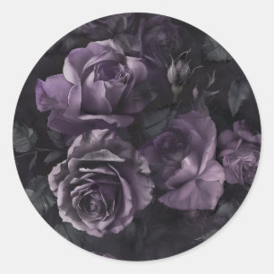Paarse Lavendel Moody Rozen Floral Gothic Ronde Sticker