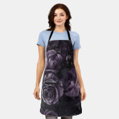 Paarse Lavendel Moody Rozen Floral Gothic Schort (Gedragen)
